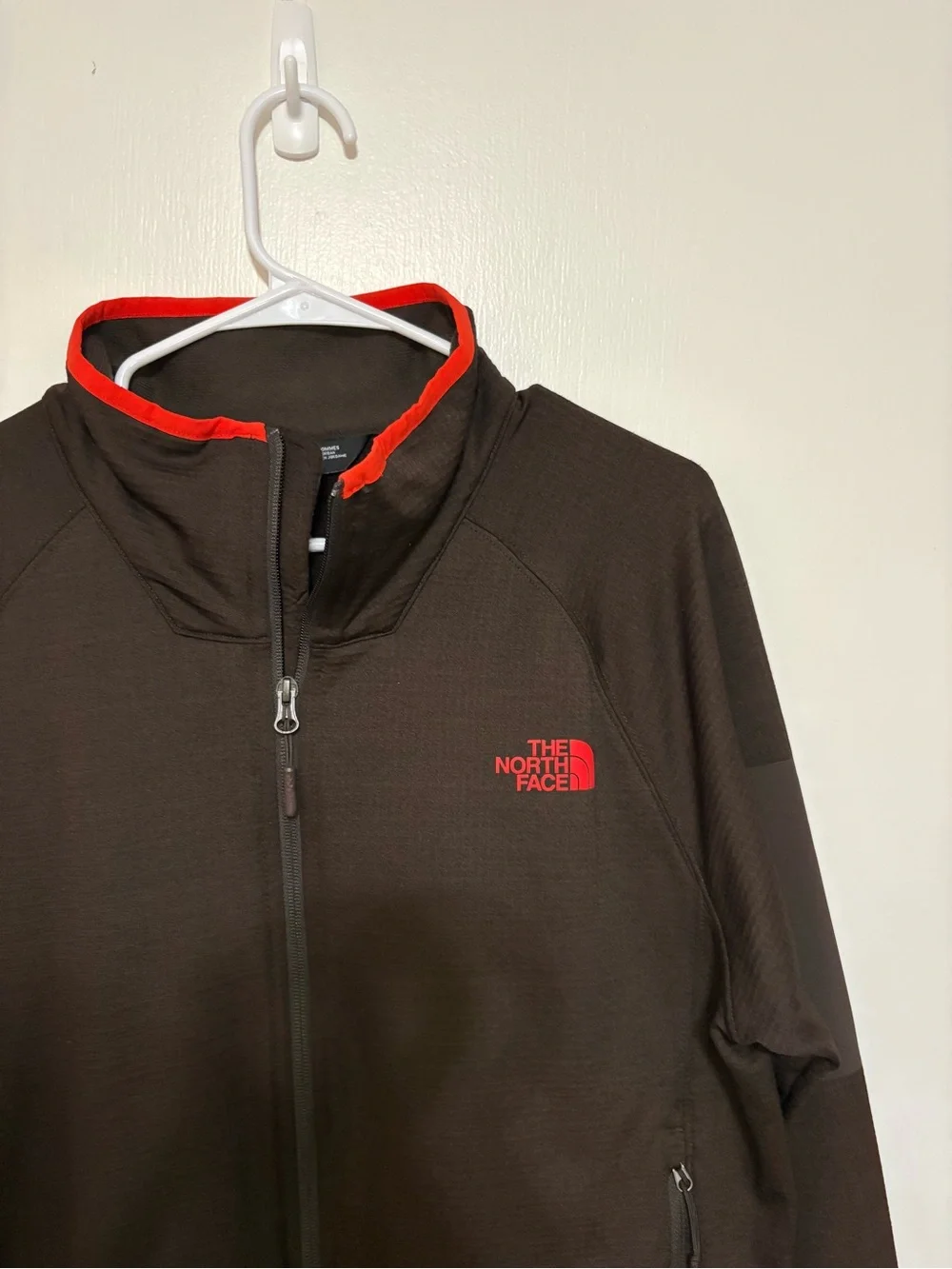 The North Face TKA Stealth L Waffle Knit Fleece Lined Jacket Black Red